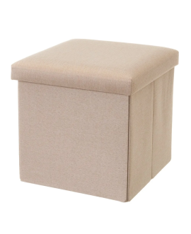 Pouf Contenitore Beige Sgabello Poggiapiedi Pieghevole Salvaspazio...