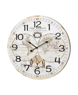 Orologio da Parete Mdf 60 cm Mappamondo Stile Retro' Vintage