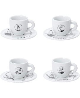 Bialetti Set 4 Tazzine Moka Carosello Porcellana Bianca Con Omino